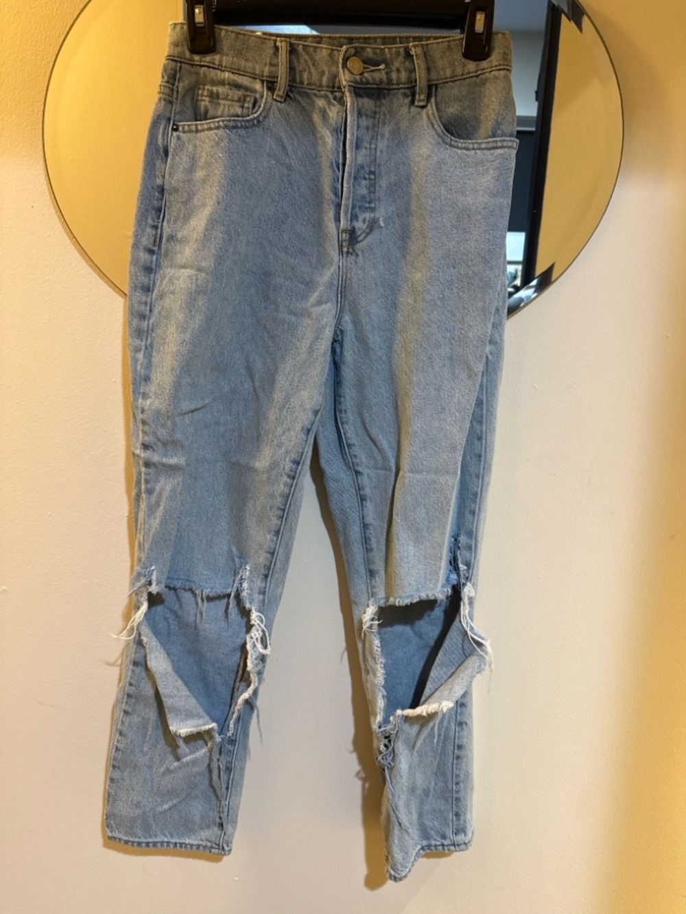 PacSun Women’s Distressed Jeans Size 25 Light Wash High Rise Straight Leg